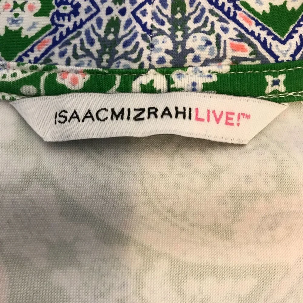 Isaac Mizrahi  Womens Green Paisley Double Knit 3/4 Sleeve Open Cardigan XL - Picture 6 of 9